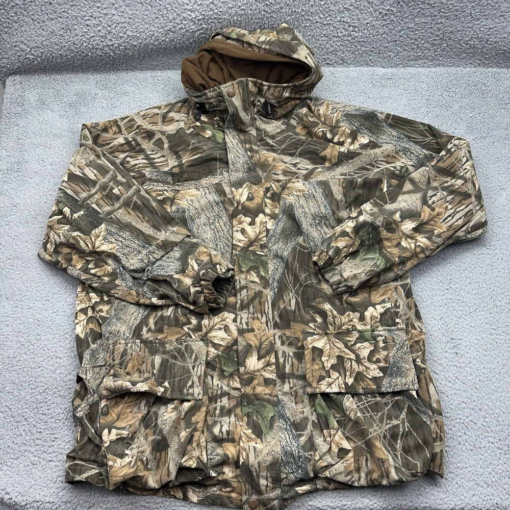 Columbia Sportswear Mens‎ XL F9 HM2040 Camouflage Hooded Fleece Hunting Jacket